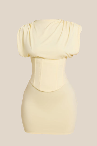 Koriora | Robe Mini Corset Anna — Col Haut Élégant & Dos Lacé