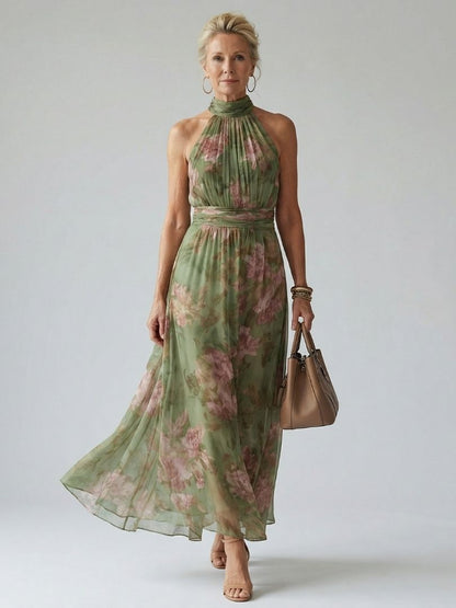 Koriora | Robe Midi Halter Florale — Légère & Confortable