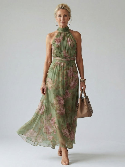 Koriora | Robe Midi Halter Florale — Légère & Confortable