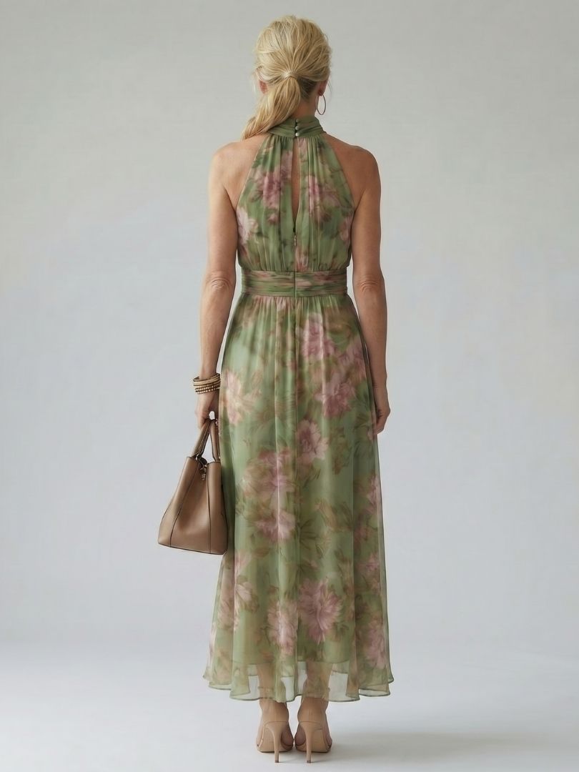 Koriora | Robe Midi Halter Florale — Légère & Confortable