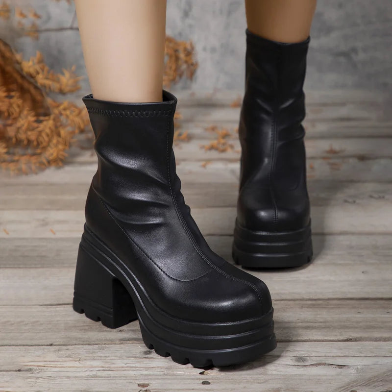 Bottines Femme à Talon Haut & Plateforme – Style Stretch
