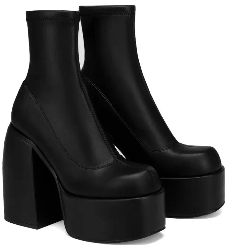Bottines Femme à Talon Haut & Plateforme – Style Stretch