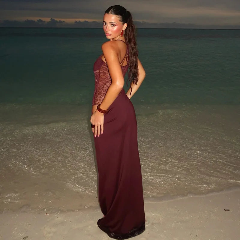 Koriora | Robe Maxi Bandeau Dentelle Isabeau — Taille Transparente