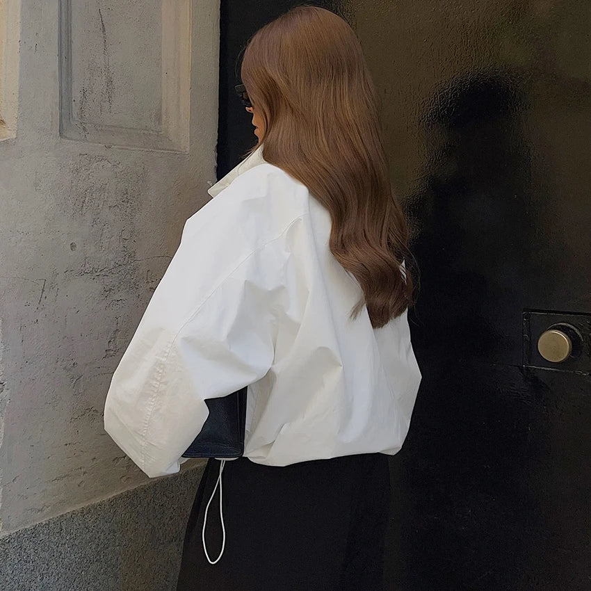 Coupe-Vent Femme Oversize à Col Montant  Veste Légère Mi-Saison