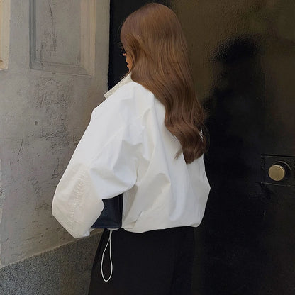Coupe-Vent Femme Oversize à Col Montant  Veste Légère Mi-Saison