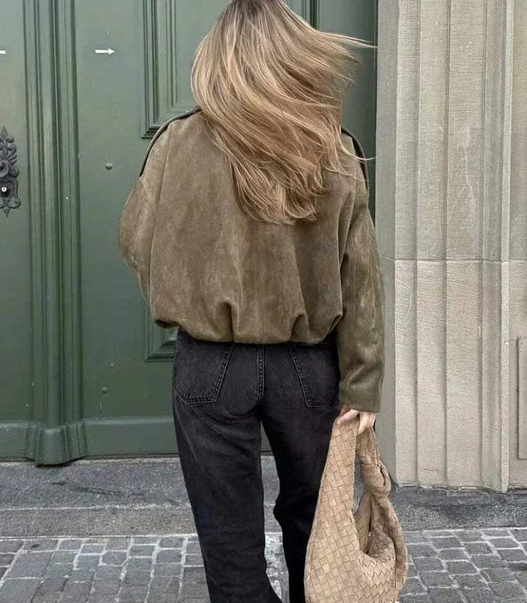 Koriora | Veste Mila — Veste Femme Effet Daim Élégante & Coupe Oversize