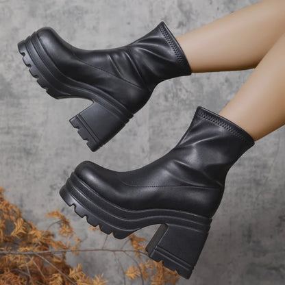 Bottines Femme à Talon Haut & Plateforme – Style Stretch