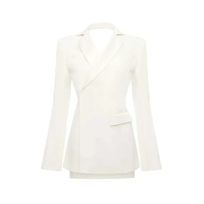 Koriora | Blazer Elure Blanc — Dos Ouvert Sensuel & Coupe Féminine Élégante