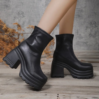 Bottines Femme à Talon Haut & Plateforme – Style Stretch