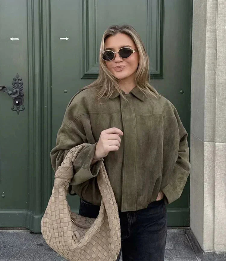 Koriora | Veste Mila — Veste Femme Effet Daim Élégante & Coupe Oversize