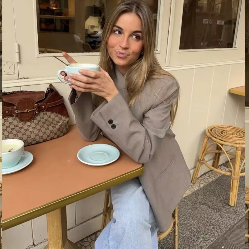 Veste Femme Courte à Col Montant – Blazer Chic Mi-Saison