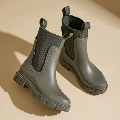 Bottines Femme  Style Chelsea – Semelle Chunky Antidérapante & Tige Élastique