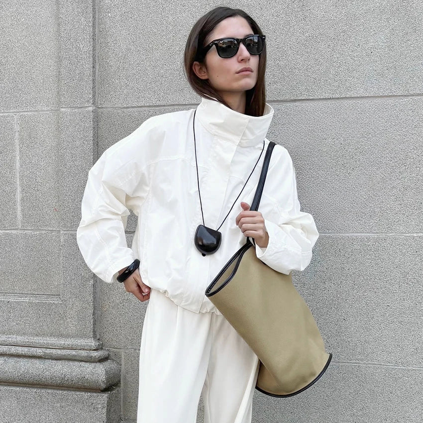 Coupe-Vent Femme Oversize à Col Montant  Veste Légère Mi-Saison