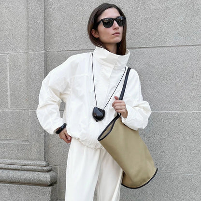 Coupe-Vent Femme Oversize à Col Montant  Veste Légère Mi-Saison