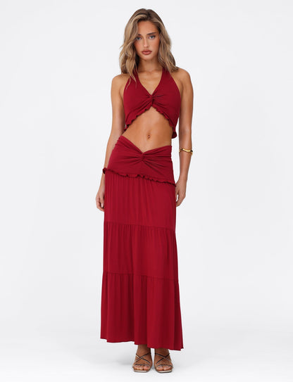 Koriora | Ensemble Halter Maxi Leja — Top Twist & Jupe Fluide Élégante