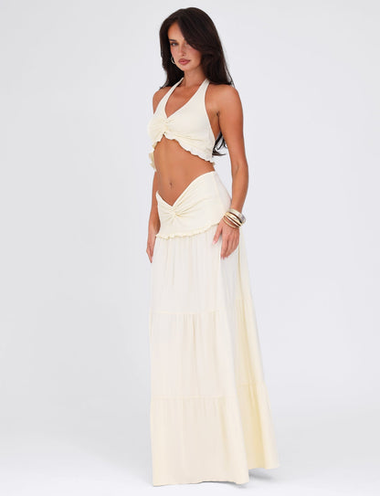 Koriora | Ensemble Halter Maxi Leja — Top Twist & Jupe Fluide Élégante
