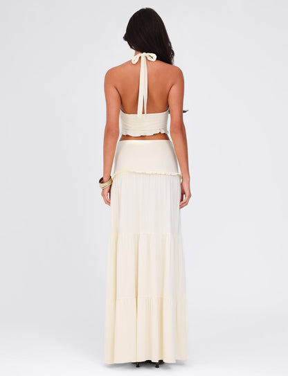 Koriora | Ensemble Halter Maxi Leja — Top Twist & Jupe Fluide Élégante