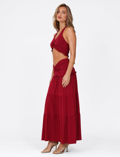 Koriora | Ensemble Halter Maxi Leja — Top Twist & Jupe Fluide Élégante