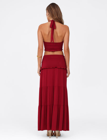 Koriora | Ensemble Halter Maxi Leja — Top Twist & Jupe Fluide Élégante