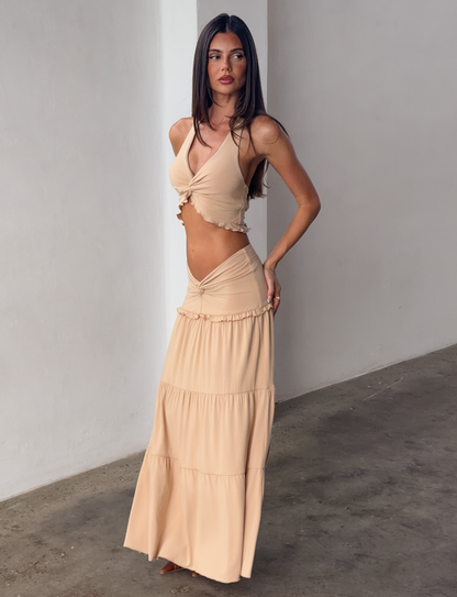 Koriora | Ensemble Halter Maxi Leja — Top Twist & Jupe Fluide Élégante