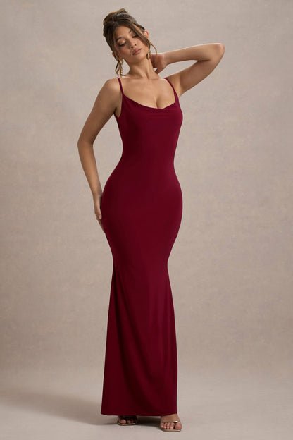 Koriora | Robe Maxi Stretch Stela — Dos Nu Dentelle & Drapé Élégant