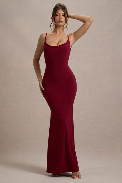 Koriora | Robe Maxi Stretch Stela — Dos Nu Dentelle & Drapé Élégant