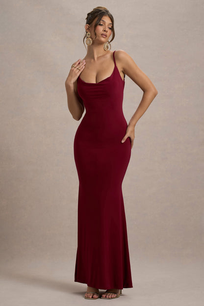 Koriora | Robe Maxi Stretch Stela — Dos Nu Dentelle & Drapé Élégant