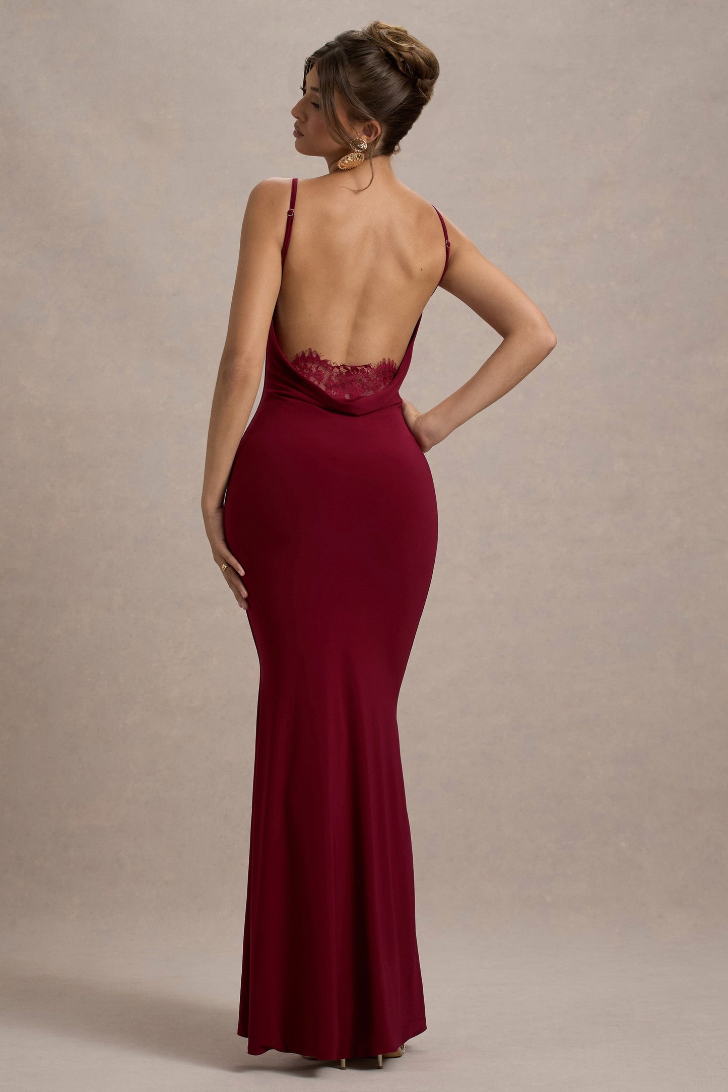 Koriora | Robe Maxi Stretch Stela — Dos Nu Dentelle & Drapé Élégant