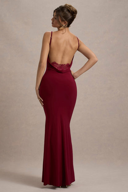 Koriora | Robe Maxi Stretch Stela — Dos Nu Dentelle & Drapé Élégant