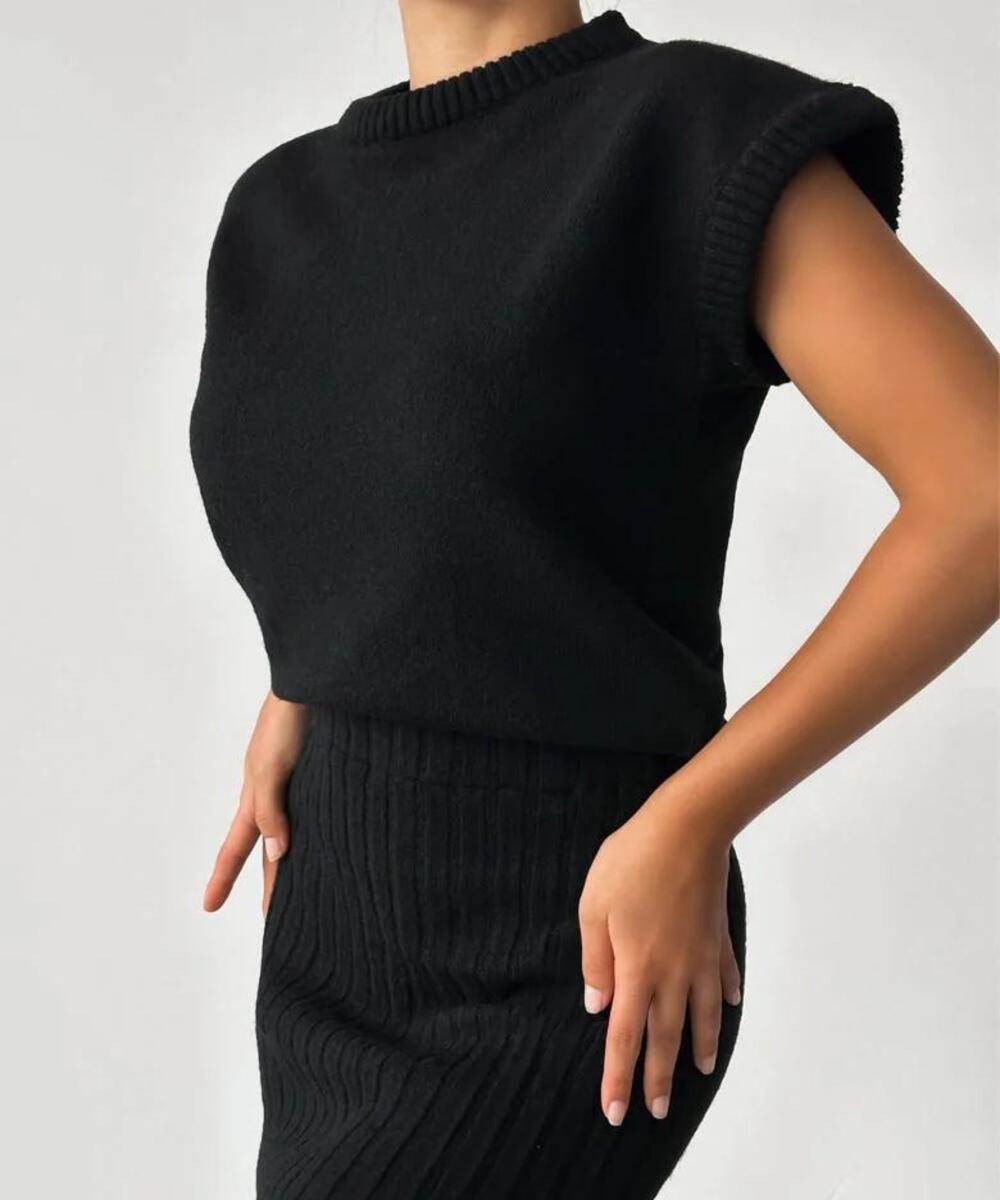 Koriora | Ensemble Maille Élise – Ensemble Femme 2 Pièces | Top Côtelé & Jupe Midi Élégante