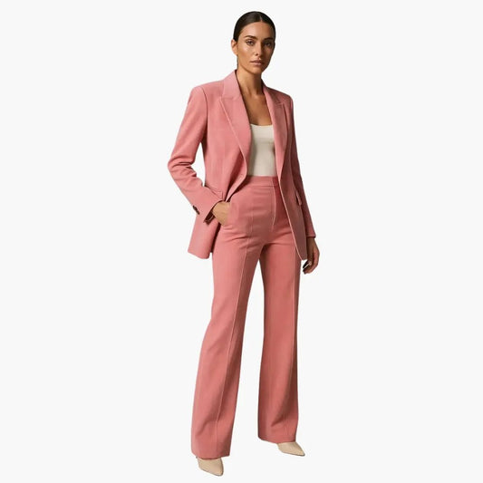 Koriora | Ensemble Tailleur Femme Blazer & Pantalon Fluide — Élégance Minimaliste & Confort Quotidien