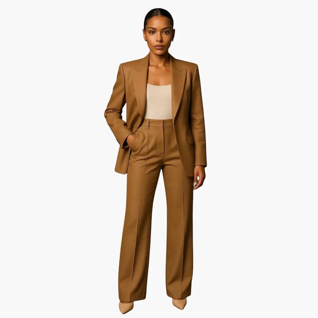 Women's Minimalist Trouser Suit – Blazer & Flowing Trousers