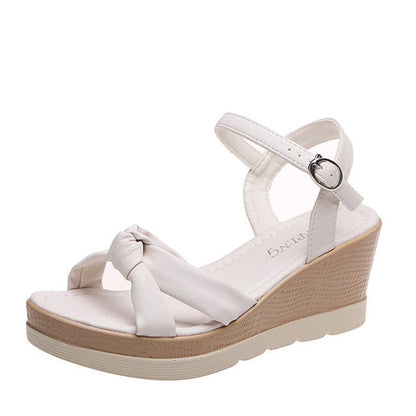 Koriora | Sandales Compensées Femme Soline — Bride Cheville & Hauteur Élégante Estivale