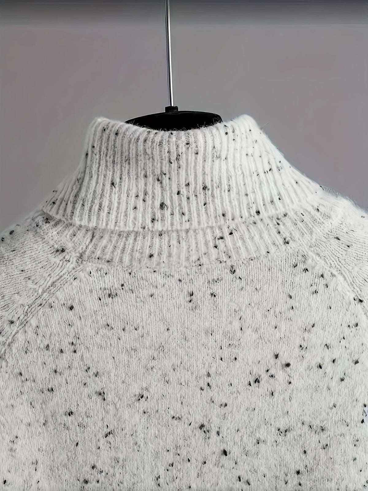 Women's Speckled Knit Set – Roll-Neck Jumper & Wide-Leg Trousers