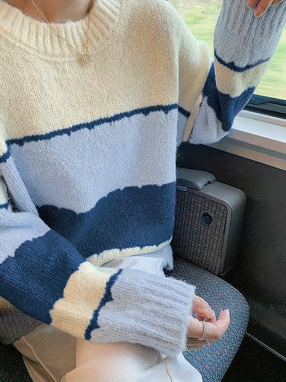 Pull Femme Rayé Multicolore en Maille Douce