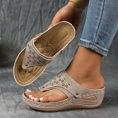 Sandales Compensées Femme Confort à Enfiler avec Semelle Souple