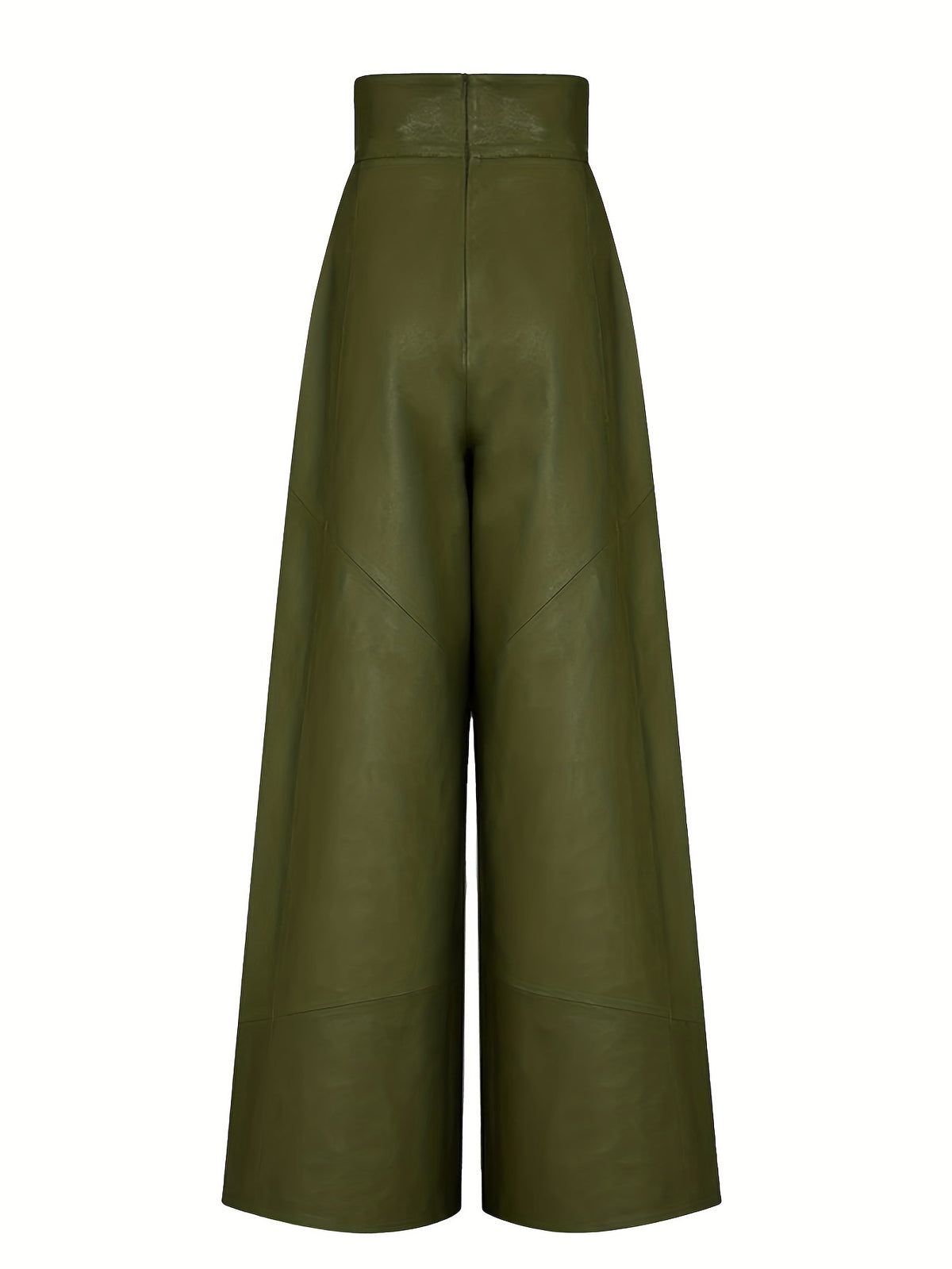 Pantalon Femme Taille Haute Cuir Jambes Larges & Ceinture