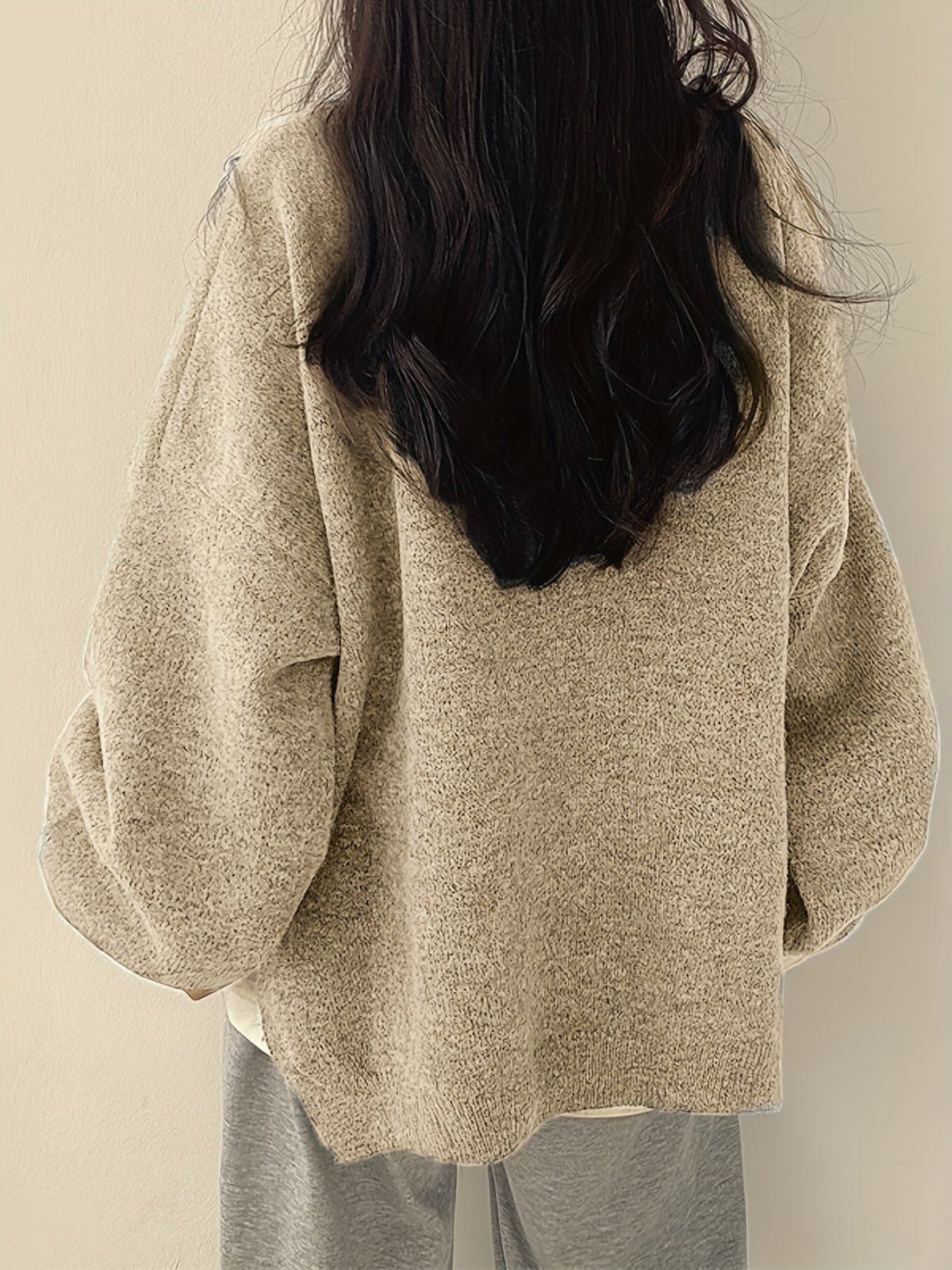 Pull Femme Oversize à Col Rond Maille Ample & Manches Longues