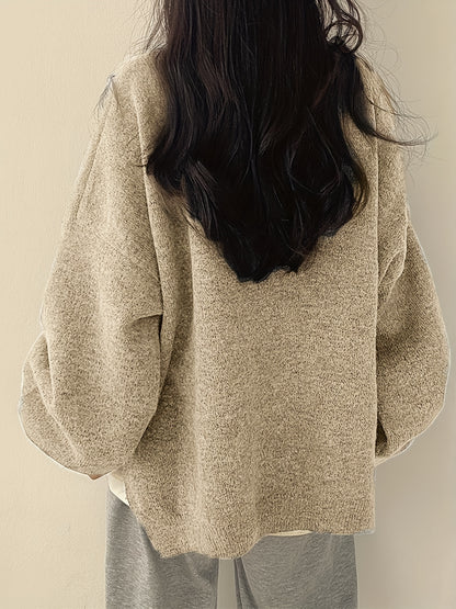 Pull Femme Oversize à Col Rond Maille Ample & Manches Longues