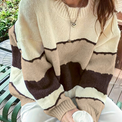 Pull Femme Rayé Multicolore en Maille Douce