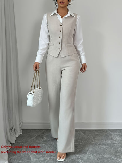 Élise Women's Tailored Waistcoat & Wide-Leg Trouser Set