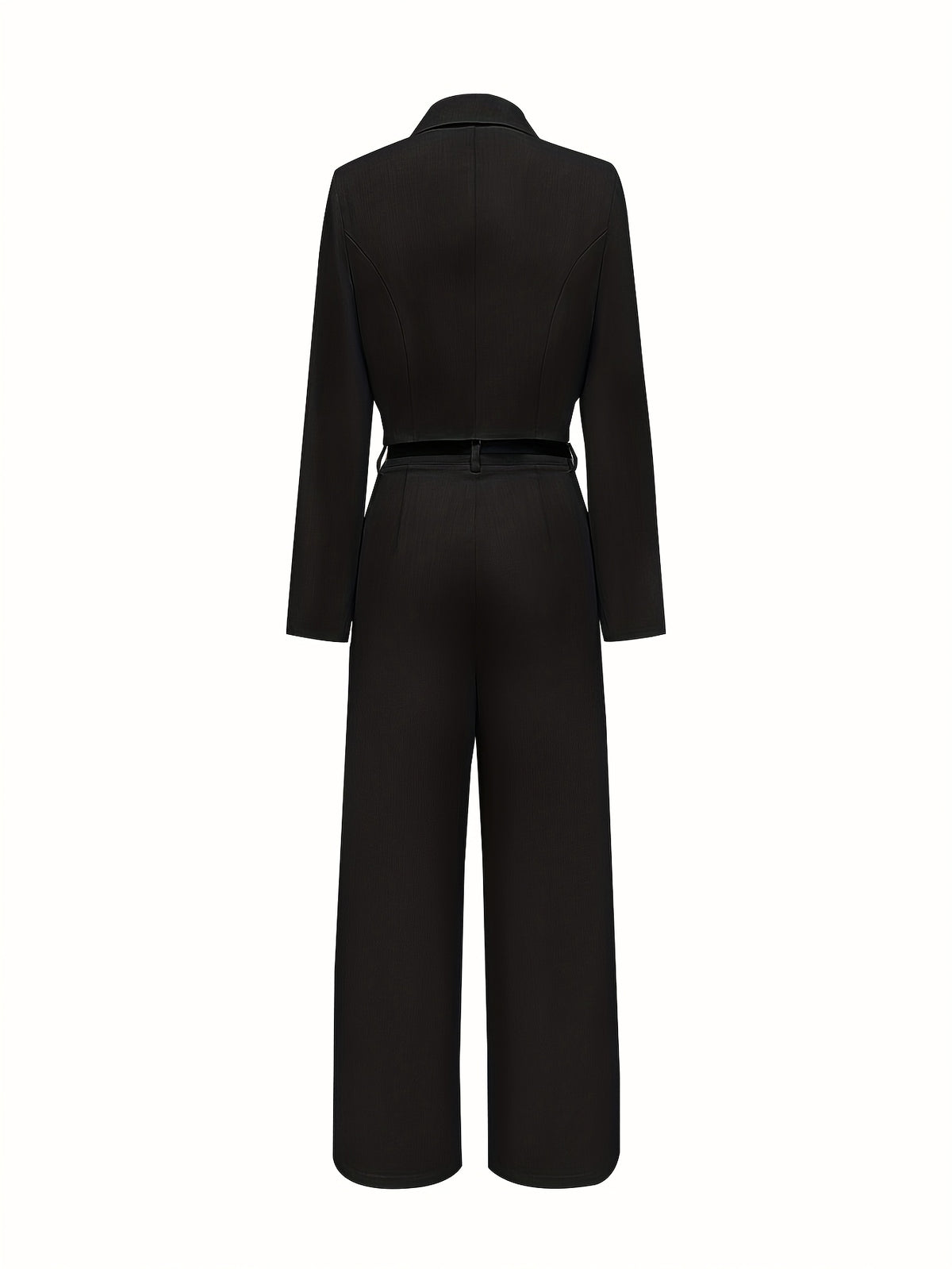 Women's Black Double-Breasted Blazer & Wide-Leg Trouser Suit