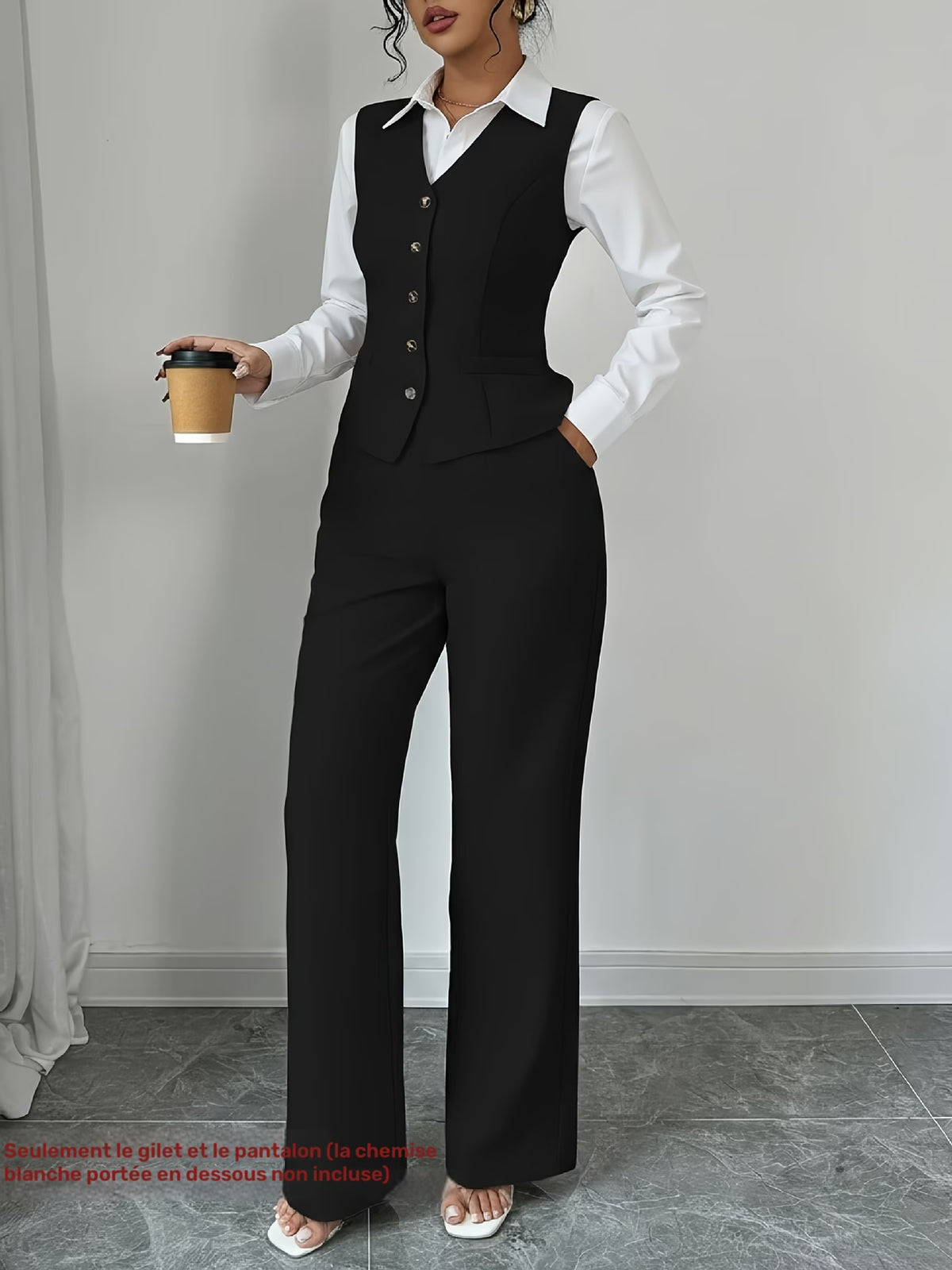 Élise Women's Tailored Waistcoat & Wide-Leg Trouser Set
