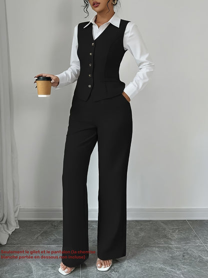 Élise Women's Tailored Waistcoat & Wide-Leg Trouser Set