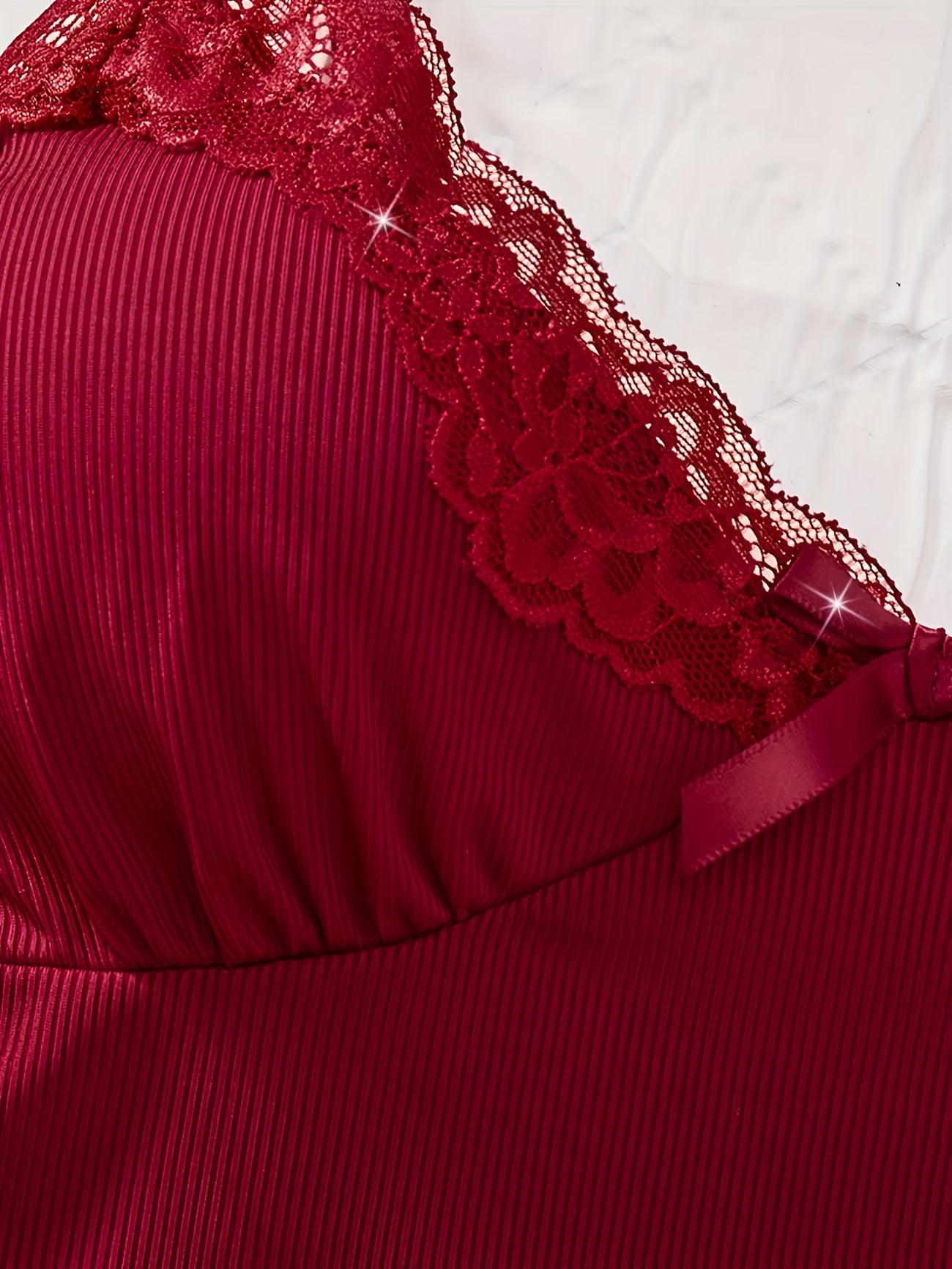 Koriora | Ensemble Pyjama Côtelé Femme — Débardeur Col V & Short Dentelle Confort