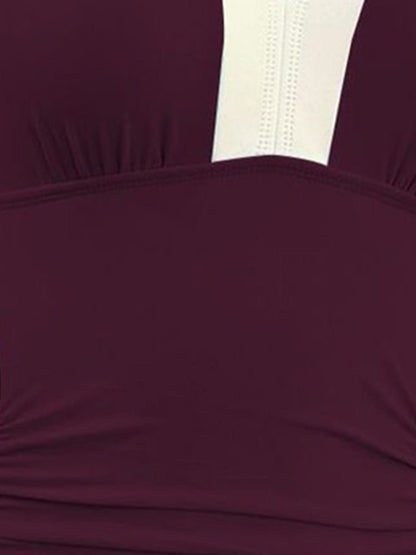 Koriora | Maillot de Bain Bordeaux Élégance — Une Pièce Drapée & Sculptante