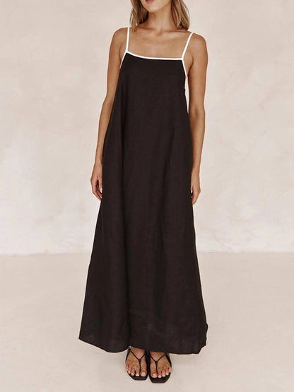 Robe à bretelles contrastante de style vacances classique