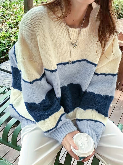 Pull Femme Rayé Multicolore en Maille Douce