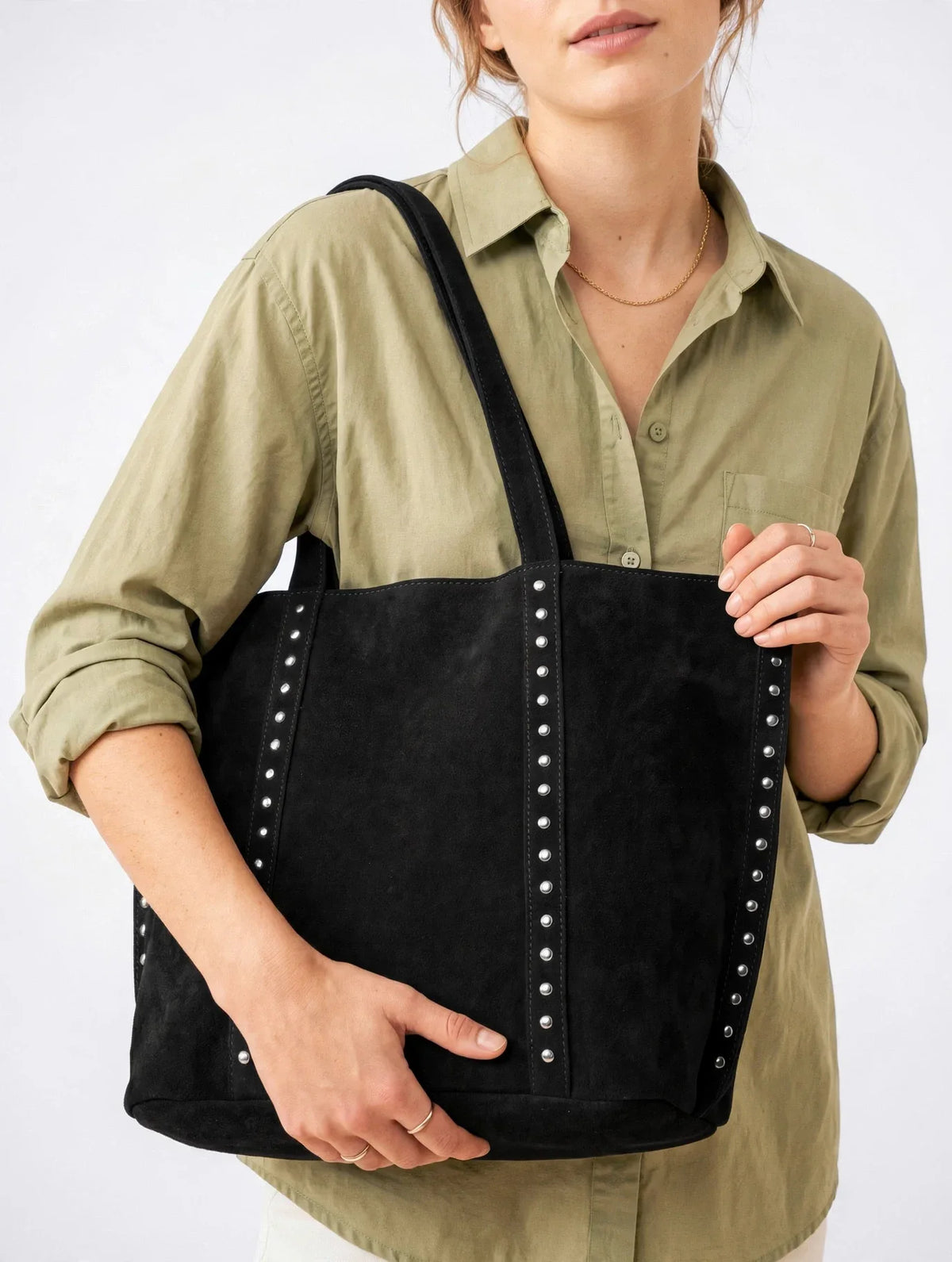 Sac Cabas Femme Marron Effet Daim Grand Format Style Vintage