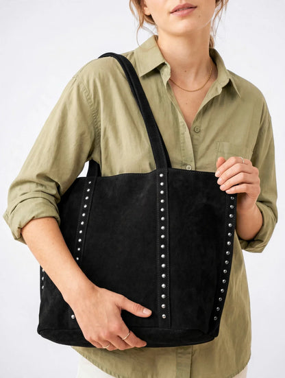 Sac Cabas Femme Marron Effet Daim Grand Format Style Vintage